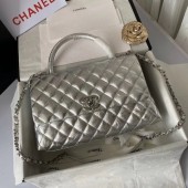 Knockoff Chanel Flap Bag with Top Handle A92991 silver JK3842Bt18