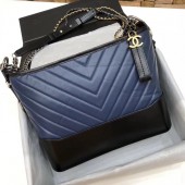 Knockoff CHANEL GABRIELLE Original leather Hobo Bag A93842 blue&black JK5128tU76