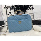 Knockoff CHANEL HANDBAG Grained Calfskin&Gold-Tone Metal AP3222 blue JK2451vf92