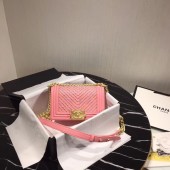 Knockoff Chanel Leboy Original Calfskin leather Shoulder Bag G67085 pink & gold -Tone Metal JK4729yN38