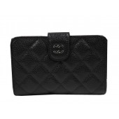 Knockoff Chanel Matelasse Bi-Fold Wallet Black Original Cannage Pattern A48667 Silver JK1488fY84