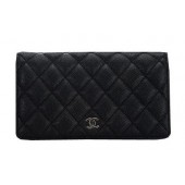 Knockoff Chanel Matelasse Bi-Fold Wallet Cannage Pattern A2620 Black JK1481Bt18