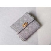 Knockoff Chanel Matelasse Bi-Fold Wallet Grey Cannage Patterns A48980 Gold JK1449WW40