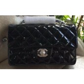 Knockoff Chanel mini Classic Flap Bag Black Original Patent A1116 Silver JK178yN38