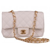 Knockoff Chanel mini Classic Flap Bag White Cannage Pattern 1117 Gold JK1109JF45