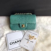 Knockoff Chanel Mini Flap Bag Python & Gold-Tone Metal A69900 green JK4970ch31