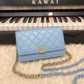 Knockoff Chanel Original Small classic Sheepskin flap bag AP33814 blue JK2348Ez66