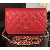 Knockoff Chanel WOC mini Flap Bag Red Sheepskin A5373 Gold JK90vf92