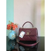 Knockoff High Quality Chanel CC original lambskin top handle flap bag A92236 Burgundy&Gold-Tone Metal JK2518FA65