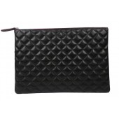 Knockoff High Quality Chanel Clutch Bag Black Original Sheepskin A69254 A69253 A69252 Silver JK868Lg12