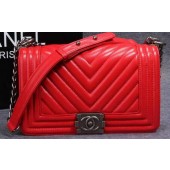 Luxury Boy Chanel Flap Shoulder Bag Herringbone Stitching CHA6817 Red JK823QT69