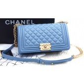 Luxury Boy Chanel Flap Shoulder Bag SkyBlue Sheepskin Leather A67086 Gold JK595Lv15