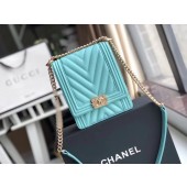 Luxury Boy chanel handbag Grained Calfskin & Gold-Tone Metal VS0130 sky blue JK4533Px24