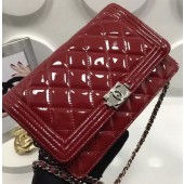 Luxury Boy Chanel WOC mini Flap Bags Patent Leather A33815 Burgundy JK129bE46