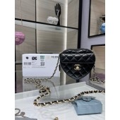 Luxury Chanel 2022S Love Heart mini Lambskin Crossbody Chain Bag AO2784 black JK2490bE46