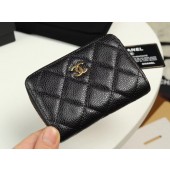 Luxury Chanel classic card holder Grained Calfskin & Gold-Tone Metal A69271 black JK1325Lv15