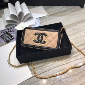 Luxury Chanel Classic Clutch with Chain Grained Calfskin & gold-Tone Metal A84450 apricot JK4781Lv15