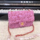 Luxury Chanel CLASSIC HANDBAG A01116 Dark Pink& gold JK2343Px24