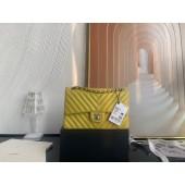 Luxury Chanel classic handbag Lambskin & silver Metal V01112 yellow JK2591Lv15