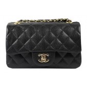 Luxury Chanel Classic MINI Flap Bag Black Cannage Pattern CF1119 Gold JK960Lv15