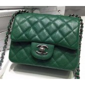 Luxury Chanel Classic MINI Flap Bag Litchi Leather A6874 Green JK347Px24