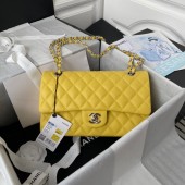 Luxury Chanel Flap Shoulder Bag Grained Calfskin A01112 silver-Tone Metal yellow JK2956Lv15