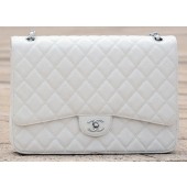 Luxury Chanel Maxi Quilted Classic Flap Bag White Cannage Pattern A58601 Silver JK542UV86