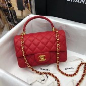 Luxury CHANEL mini flap bag with top handle AS2431 red JK3438Px24