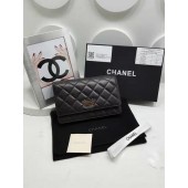 Luxury Chanel Original Sheepskin Leather Bi-Fold Wallet A32257 Black JK1470kp43