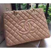 Luxury Chanel Shopper Bag Original Calfskin Leather A95021 Apricot JK230Lv15