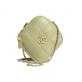 Luxury Chanel small diamond bag Grained Calfskin & Gold-Tone Metal AS2201 green JK3803Px24