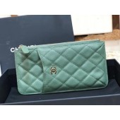 Luxury Replica Chanel Calfskin Leather Card packet & Gold-Tone Metal A81598 green JK1186vv50