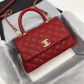 Luxury Replica Chanel Classic Top Handle Bag Red Cannage Pattern A92290 Gold JK5372vv50