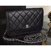 Luxury Replica Chanel WOC mini Flap Bag Black Sheepskin A5373 Silver JK91vv50