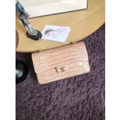 New Chanel Classic Flap Bag Original Alligator & Gold-Tone Metal A01112 light pink JK4384Uf80