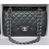 New Chanel Jumbo Double Flaps Bag Black Cannage Pattern A36097 Silver JK198Uf80