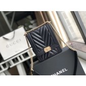 Quality Boy chanel handbag Grained Calfskin & Gold-Tone Metal VS0130 black JK4537Vu63