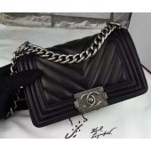 Quality Boy Chanel mini Flap Bag Original Chevron Sheepskin Leather A5707 Black JK351Vu63