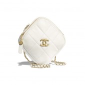 Quality Chanel small diamond bag Grained Calfskin & Gold-Tone Metal AS2201 White JK3807Vu63