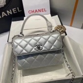 Replica Best Quality Chanel flap bag with top handle AS2215 Silver JK3198Rf83