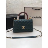 Replica Best Quality Chanel Small Flap Bag with Red Top Handle A92990 blue JK4293Rf83