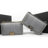 Replica Boy Chanel Flap Bag Original Python Leather A67025 Grey JK760ls37