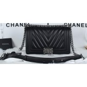 Replica Boy Chanel Flap Bag Sheepskin Chevron Quilting A66034 Black JK774Hd81