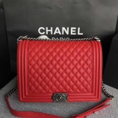 Replica Boy Chanel Flap Shoulder Bag Red Original Cannage Pattern A67087 Silver JK5447rH96