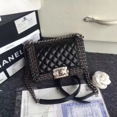 Replica Boy Chanel Flap Shoulder Bag Sheepskin Leather A67085 Black JK5498cK54