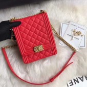 Replica Boy chanel handbag Grained Calfskin & Gold-Tone Metal AS0130 red JK4877SV68