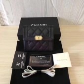 Replica Boy Chanel Matelasse Bi-Fold Wallet Cannage Pattern CHA5261 Black JK1467sA83