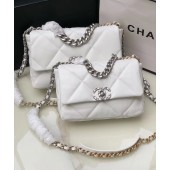 Replica Chanel 19 flap bag AS1160 AS1161 AS1162 White Silver Hardware JK2614Xe44