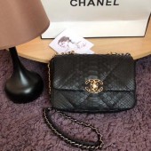 Replica CHANEL 19 Flap Bag Original Snake skin flap bag AS1160 Black JK4038cK54