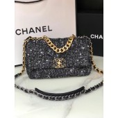 Replica Chanel 19 flap bag Tweed AS1160 black JK3123hD86